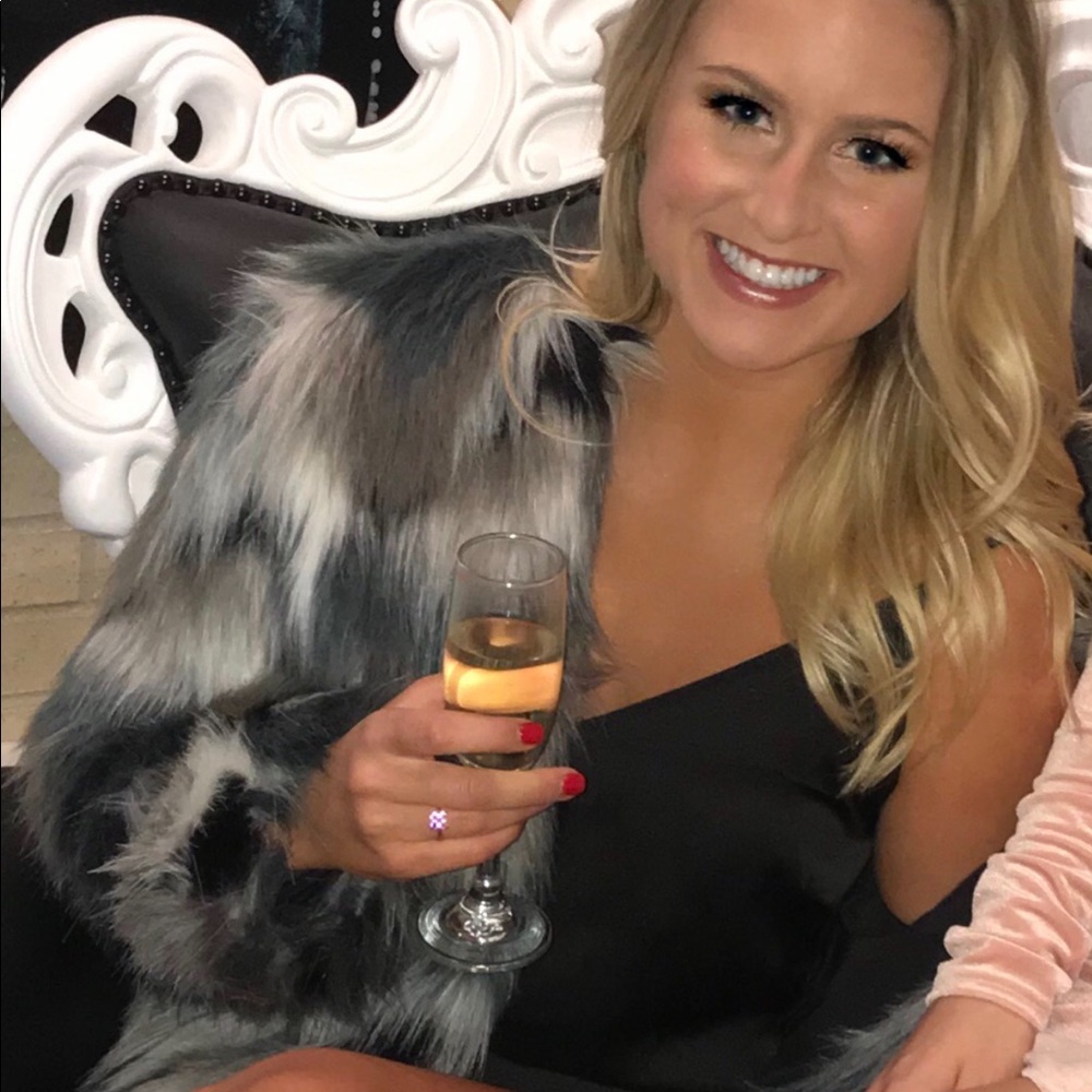 Faux fur coat teal